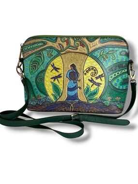 Leah Dorion Strong Earth Woman Art Bag 12” x 8.5” x 3.75”
